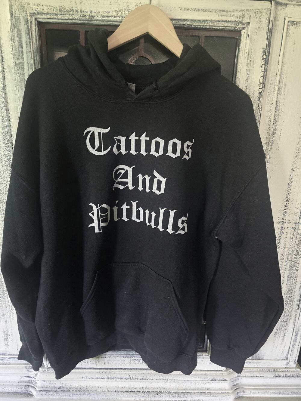 EUC Tattoos and Pitbulls Black Hooded Sweatshirt - Large